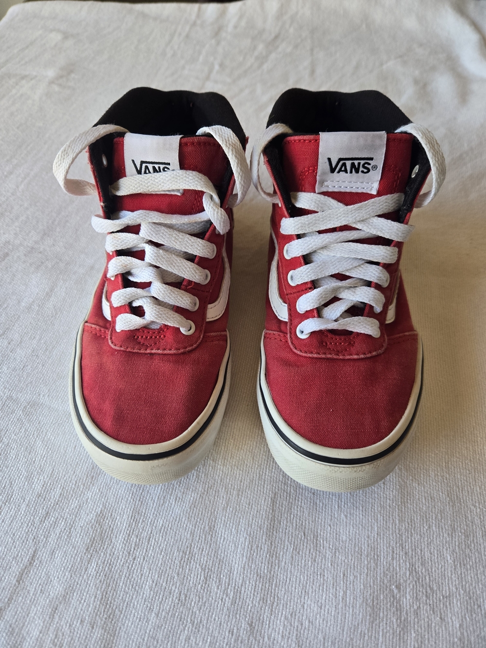 Vans Kids Red & White High-Top Skate Sneakers